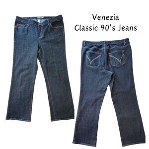 EUC VENEZIA Women's Vintage 90's Dark Wash Stretch Bootcut Petite Jeans Size 18P